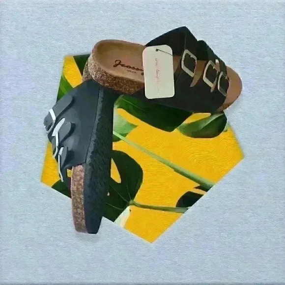 Jeossy Women's Three Buckle Slide Sandals Adjustable Summer Shoe Size 6 - Picture 5 of 9